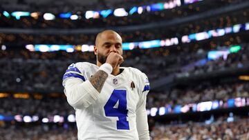 ARLINGTON, TEXAS - JANUARY 14: Dak Prescott #4 of the Dallas Cowboys takes the field prior to the NFC Wild Card Playoff game against the Green Bay Packers at AT&T Stadium on January 14, 2024 in Arlington, Texas.   Richard Rodriguez/Getty Images/AFP (Photo by Richard Rodriguez / GETTY IMAGES NORTH AMERICA / Getty Images via AFP)