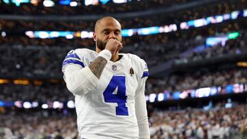 ARLINGTON, TEXAS - JANUARY 14: Dak Prescott #4 of the Dallas Cowboys takes the field prior to the NFC Wild Card Playoff game against the Green Bay Packers at AT&T Stadium on January 14, 2024 in Arlington, Texas. Richard Rodriguez/Getty Images/AFP (Photo by Richard Rodriguez / GETTY IMAGES NORTH AMERICA / Getty Images via AFP)