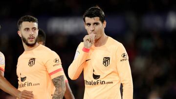 VALENCIA, SPAIN - JANUARY 18: Alvaro Morata of Atletico Madrid celebrating 0-1 during the Spanish Copa del Rey match between Levante v Atletico Madrid at the Estadio Ciudad de Valencia on January 18, 2023 in Valencia Spain (Photo by David S. Bustamante/Soccrates/Getty Images)