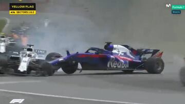 Brutal accidente entre Stroll y Hartley en la primera vuelta