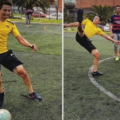 Esteban Chaves juega a fútbol y reta a James con la bicicleta