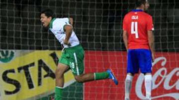 Carlos Saucedo convirti&oacute; los dos goles de Bolivia en el empate 2-2 ante Chile. 