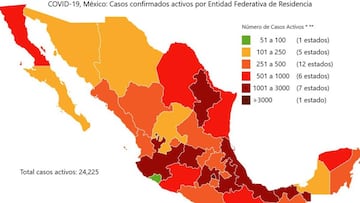 Mapa y casos de coronavirus en M&eacute;xico por estados hoy 21 de junio