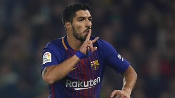 Luis Suárez celebra un gol.