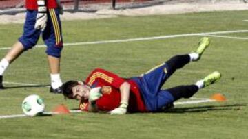 Iker Casillas, durante el entrenamiento.