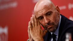 Monchi, en la presentación de Jorge Sampaoli como entrenador del Sevilla en octubre de 2022.