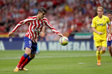 3-0. Mario Hermoso asiste a Álvaro Morata, que se encuentra solo en el área, controla y cruza el balón con un tiro raso al palo largo de Ledesma.