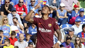 Paulinho celebra su gol ante el Getafe.