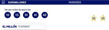 Euromillones: comprobar los resultados del sorteo de hoy, martes 19 de septiembre