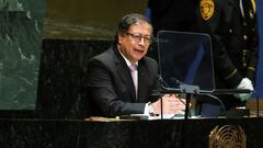 Colombia's President Gustavo Petro addresses the 78th Session of the U.N. General Assembly in New York City, U.S., September 19, 2023.  REUTERS/Brendan McDermid