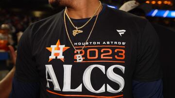 A detailed view of the Houston Astros division championship shirt