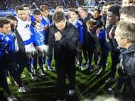 Como’s head coach Cesc Fabregas during the Serie A soccer match between Como and Roma at the Giuseppe Sinigaglia stadium in Como, north Italy - March 15 2026 Sport - Soccer. (Photo by Antonio Saia/LaPresse)