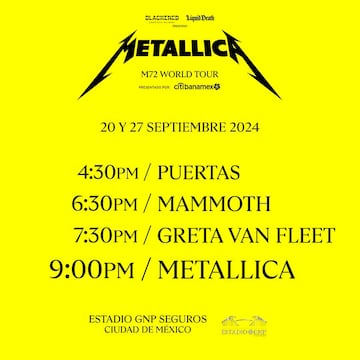 ¿A qué hora comenzarán los conciertos de Metallica en CDMX?