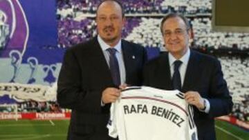Rafa Benítez y Florentino Pérez, el día de la presentación del técnico.