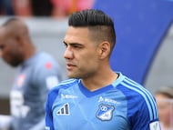 Falcao Garcia of Millonarios F.C. plays in match day 1 of the quadrangular semifinals as part of the BetPlay DIMAYOR I 2025 League at the Nemesio Camacho El Campin stadium in Bogota, Colombia. (Photo by Daniel Garzon Herazo/NurPhoto via Getty Images)