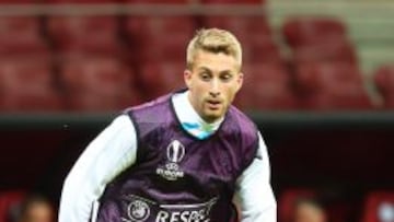 El jugador del Sevilla Gerard Deulofeu participa en un entrenamiento con el Sevilla