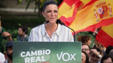 JAEN ANDALUSIA,, SPAIN - JUNE 10: The candidate for the Presidency of the Junta in the June 19 elections, Macarena Olona, at the Voz rally for the Andalusian campaign on June 10, 2022 in Jaen (Andalusia, Spain). (Photo By Juan de Dios Ortiz/Europa Press via Getty Images)