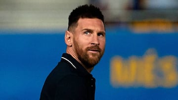 BARCELONA, SPAIN - AUGUST 27: Lionel Messi of FC Barcelona looks on prior to the Friendly match between FC Barcelona U19 and Ajax U19 at Estadi Johan Cruyff on August 27, 2019 in Barcelona, Spain. (Photo by Quality Sport Images/Getty Images)