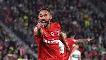 Matheus Cunha celebra un gol con el Atlético.