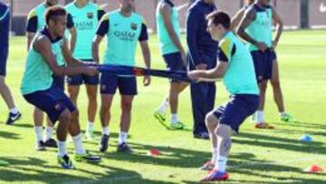 Si el Barça teme la exuberancia física del Madrid, los merengues deberían preocuparse de lo que une la cuerda en la imagen. Si el talento de Messi y Neymar se junta y funciona, pocos pueden capear el temporal.