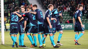 Los jugadores del Albacete durante un partido.