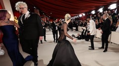 Lady Gaga and BloodPop react on the champagne-colored red carpet during the Oscars arrivals at the 95th Academy Awards in Hollywood, Los Angeles, California, U.S., March 12, 2023. REUTERS/Mario Anzuoni     TPX IMAGES OF THE DAY