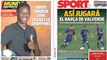 Portadas de los diarios Sport y Mundo Deportivo del d&iacute;a 4 de septiembre de 2017.