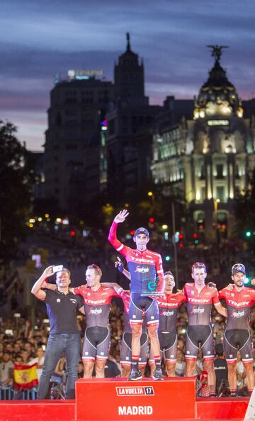 Alberto Contador raced for the last time in the final stage of the Vuelta a España in Madrid after a career that reaped two Tours de France, two Giros and two Vueltas. The whole race has been special," said Contador after his final appearance. "Yesterday