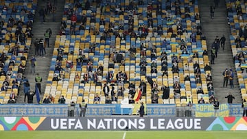 Soccer Football - UEFA Nations League - League A - Group 4 - Ukraine v Spain - NSC Olympiyskiy, Kyiv, Ukraine - October 13, 2020 Fans inside the stadium before the match REUTERS/Gleb Garanich