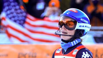 Mikaela Shiffrin durante la carrera Slalim en la Copa de Esquí Alpino de Jasna, 21 enero 2024.
