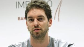 Pau Gasol, durante su intervenci&oacute;n en un acto del Banco Popular.