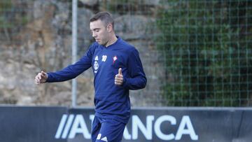 Iago Aspas, durante un entrenamiento en A Madroa.