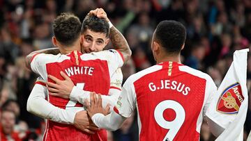 Los jugadores del Arsenal celebran el gol de Kai Havertz ante el Brentford.