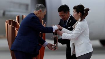 La llama olímpica, a su llegada a Japón.