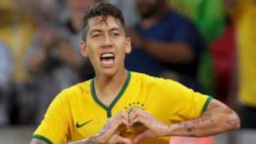 Firmino celebra el gol ante Honduras en Porto Alegre.