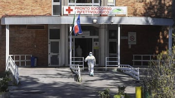 Doctor with a mask at the Cotugno hospital emergency room for infectious diseases, in Naples city.