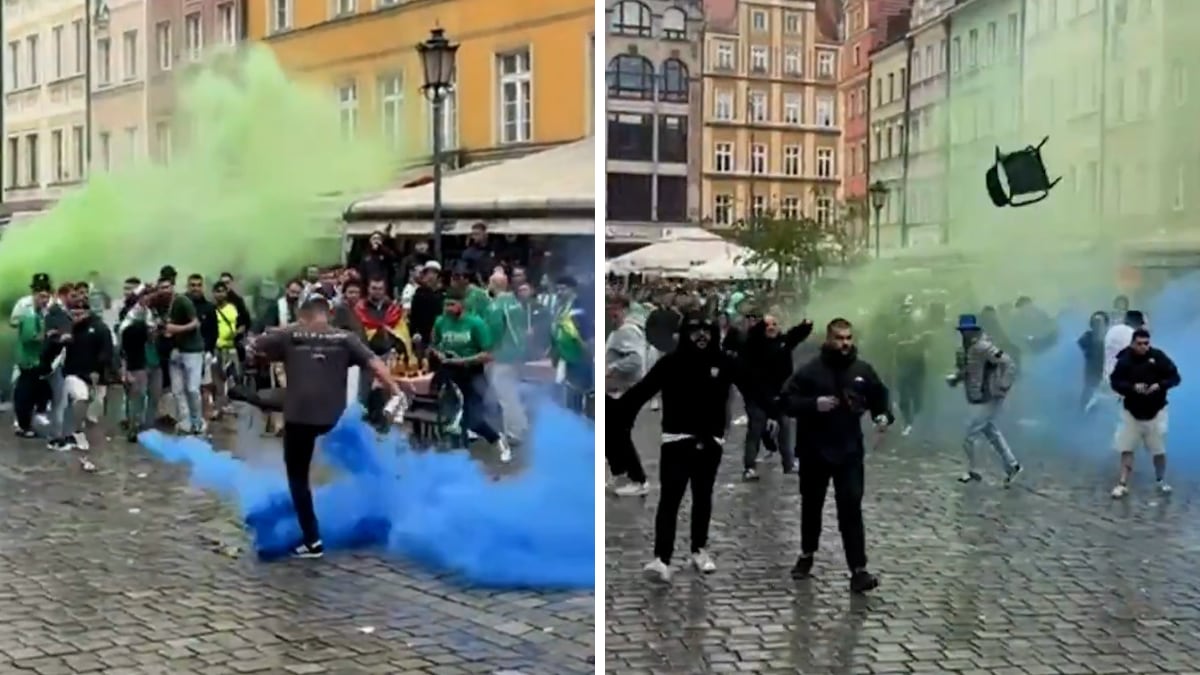Batalla campal entre aficionados de Betis y Chelsea horas antes de la final