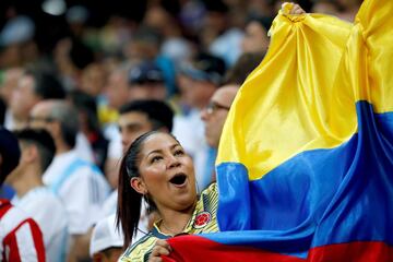 La Selección Colombia y la Selección Argentina se enfrentaron en la primera fecha del grupo B de la Copa América. Las hinchadas ambientaron la Arena Fonte Nova antes, durante y después del encuentro. 