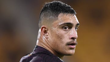 El jugador de rugby de los Brisbane Broncos Kotoni Staggs.