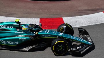 Aston Martin's Spanish driver Fernando Alonso drives during the first practice session of the Formula One Monaco Grand Prix at the Monaco street circuit in Monaco, on May 26, 2023. (Photo by ANDREJ ISAKOVIC / AFP)