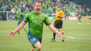 Chad Barret en la temporada 2015 cuando jugaba en el Sounders.