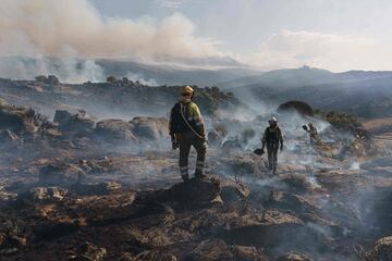 Dos incendios desatados en la provincia de ?vila han provocado la evacuaci¨®n de los municipios de Riofr¨ªo, Sotalbo, Villaviciosa, Palacios y Robledillo, adem¨¢s de quemar 10.000 hect¨¢reas. La situaci¨®n ha obligado la intervenci¨®n de la Unidad Militar de Emergencias.