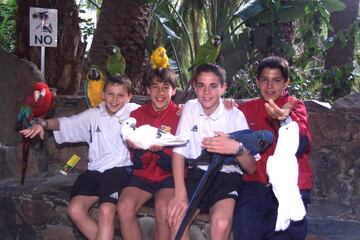 Chéryshev, Bojan, Nacho y Iago Falque durante el Torneo Internacional Alevín de Fútbol 7 de 2002 en Las Palmas.