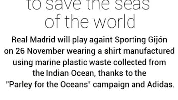 The Real Madrid shirt against Sporting made of ocean plastic