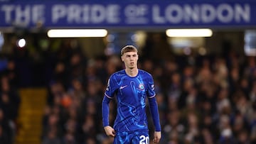 Soccer Football - Premier League - Chelsea v Brentford - Stamford Bridge, London, Britain - December 15, 2024 Chelsea's Cole Palmer looks on REUTERS/Hannah Mckay EDITORIAL USE ONLY. NO USE WITH UNAUTHORIZED AUDIO, VIDEO, DATA, FIXTURE LISTS, CLUB/LEAGUE LOGOS OR 'LIVE' SERVICES. ONLINE IN-MATCH USE LIMITED TO 120 IMAGES, NO VIDEO EMULATION. NO USE IN BETTING, GAMES OR SINGLE CLUB/LEAGUE/PLAYER PUBLICATIONS. PLEASE CONTACT YOUR ACCOUNT REPRESENTATIVE FOR FURTHER DETAILS..