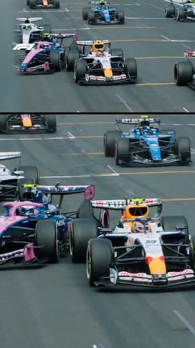 El de Alpine tuvo este incidente en plena largada del GP de Australia y casi deja por fuera a Lawson.