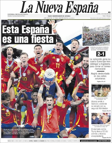 Invencibles, Reyes de Europa... Las portadas del triunfo de España en la Euro