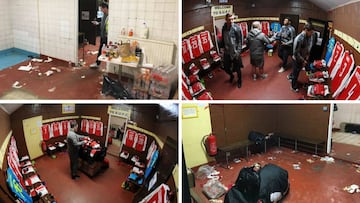 Así es como se encontró el Arsenal el vestuario del Sutton y así es como lo dejó.