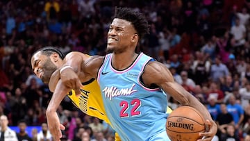 Jimmy Butler, durante el partido de la NBA que ha enfrentado a los Miami Heat y a los Indiana Pacers