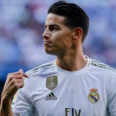 James muestra su emoción por volver a marcar en el Bernabéu